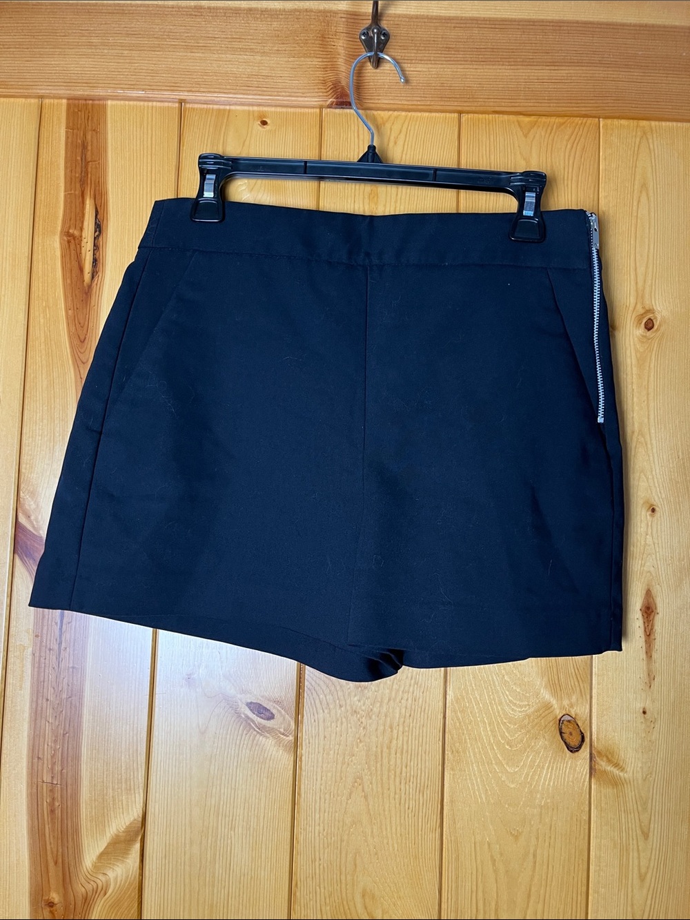 Zara Black Women's Shorts with Silver Exposed Side Zipper
